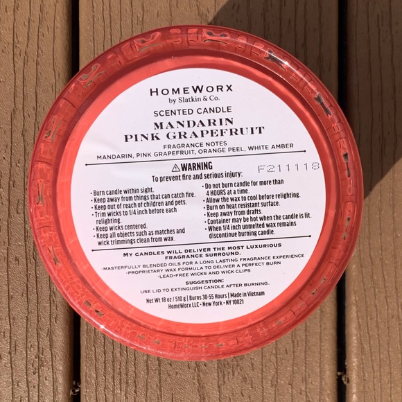 🆕 “MANDARIN PINK GRAPEFRUIT” HOMEWORX HARRY SLATKIN 4-WICK, 18oz CANDLE NWTS!!! - Picture 5 of 5